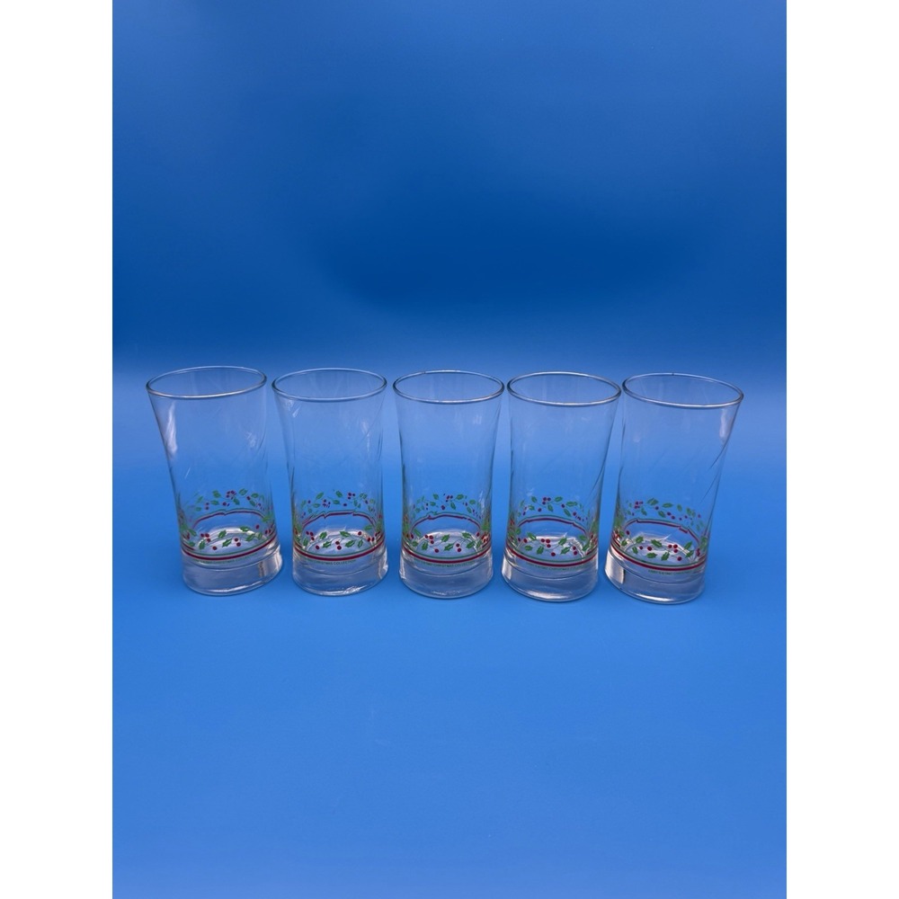 Vintage Arby's Libbey Holly Berry Christmas Glasses Collection 1987 Set Of 5